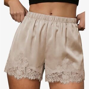 Lace Trim Satin Shorts